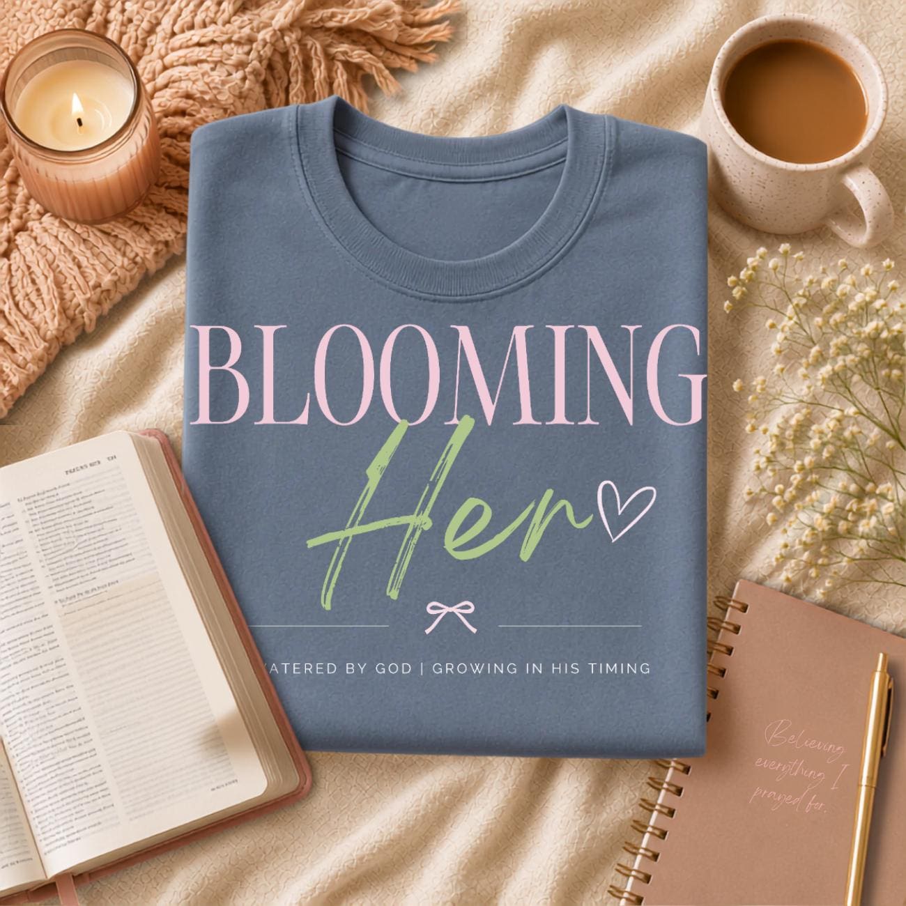 Blooming Her Tee | Christian Faith Based Women's Shirt | Comfort Colors 1717 Oversized Graphic Tee