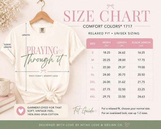 Praying Through It Tee | Christian Faith Based Women's Shirt | Comfort Colors 1717 Oversized Graphic Tee