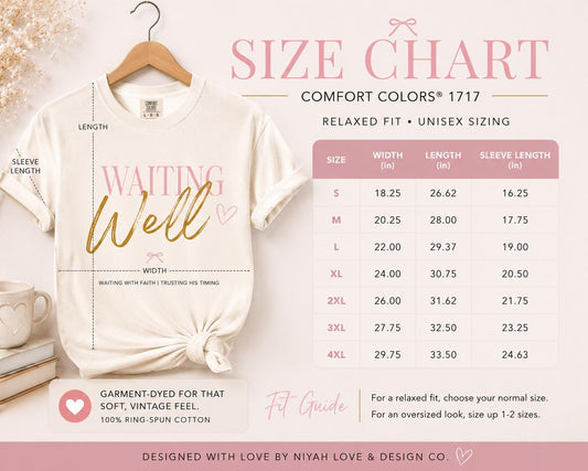 Waiting Well Tee | Christian Faith Based Women's Shirt | Comfort Colors 1717 Oversized Graphic Tee
