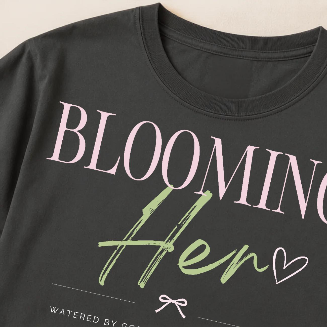Blooming Her Tee | Christian Faith Based Women's Shirt | Comfort Colors 1717 Oversized Graphic Tee