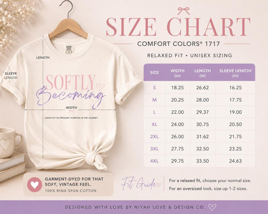Softly Becoming Tee | Christian Faith Based Women's Shirt | Comfort Colors 1717 Oversized Graphic Tee