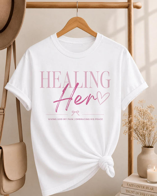 Healing Her Tee | Christian Faith Based Women's Shirt | Comfort Colors 1717 Oversized Graphic Tee