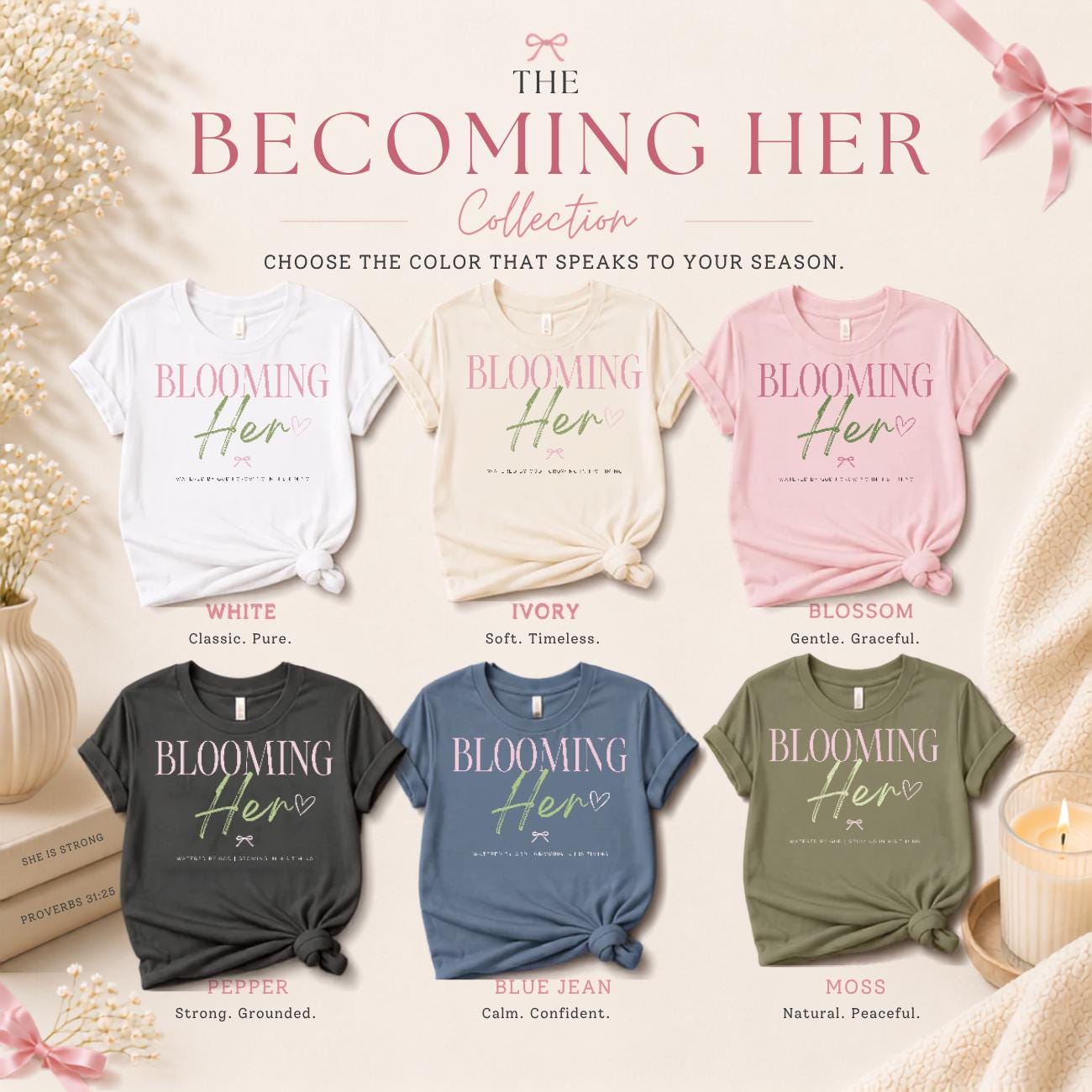 Blooming Her Tee | Christian Faith Based Women's Shirt | Comfort Colors 1717 Oversized Graphic Tee