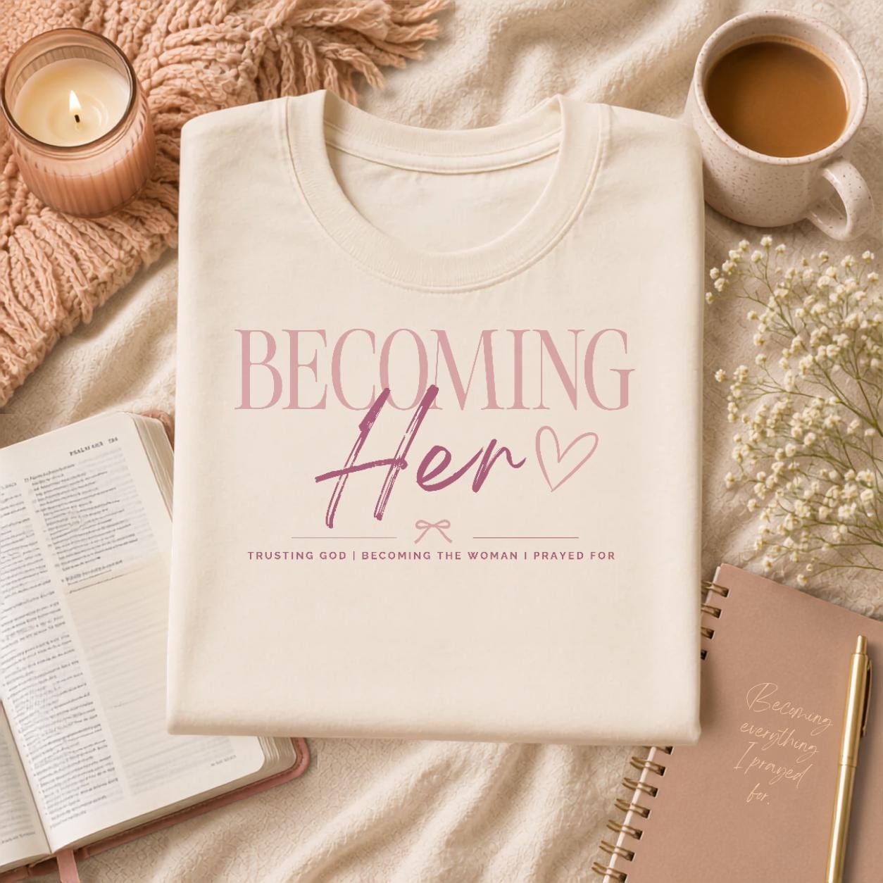 The Becoming Her Christian T-Shirt | Faith Based Women's Graphic Tee