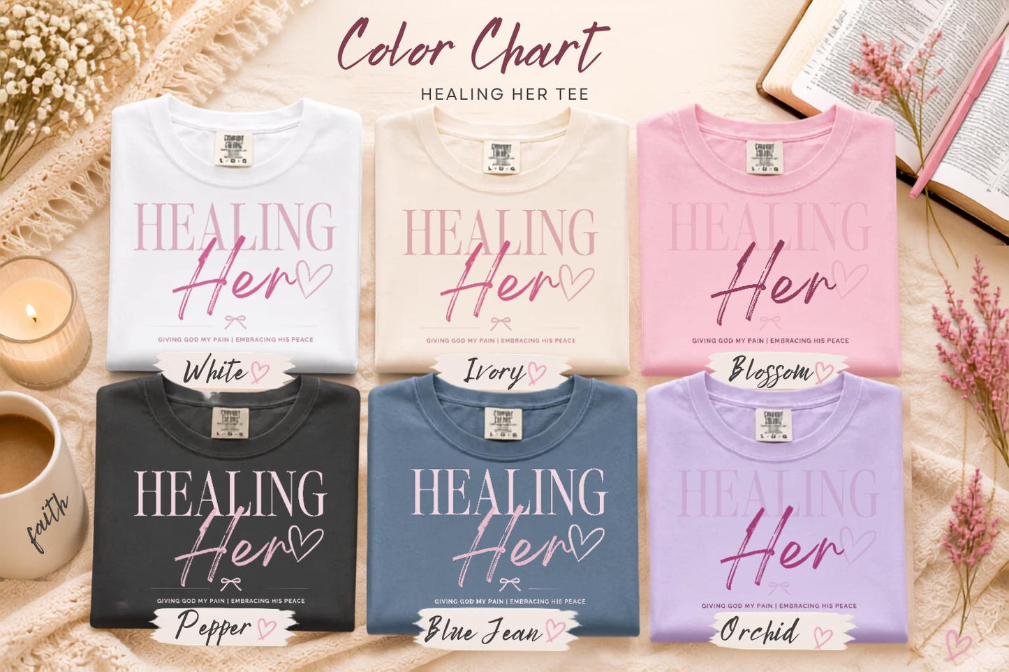 Healing Her Tee | Christian Faith Based Women's Shirt | Comfort Colors 1717 Oversized Graphic Tee