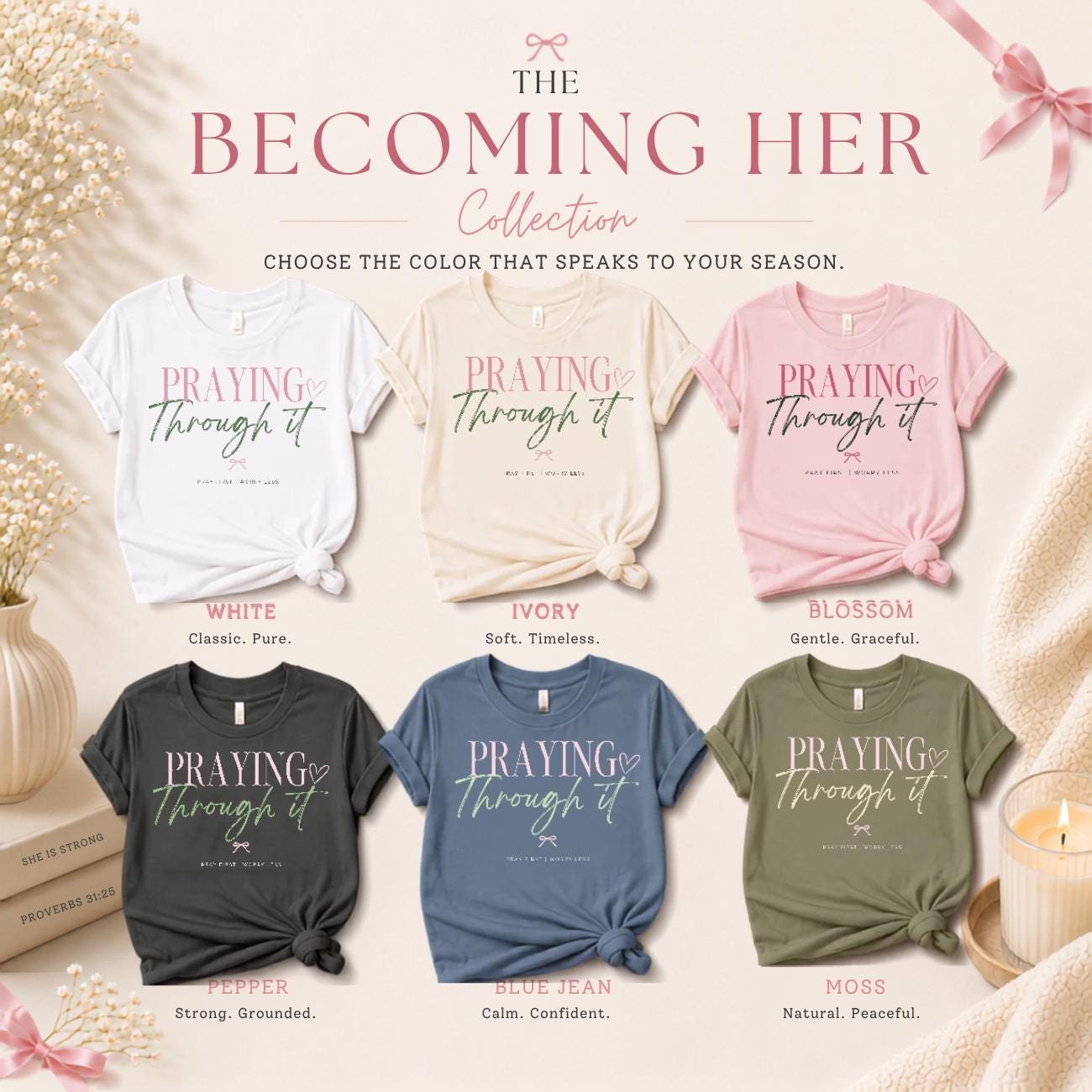 Praying Through It Christian Tee | Comfort Colors 1717 Faith Shirt