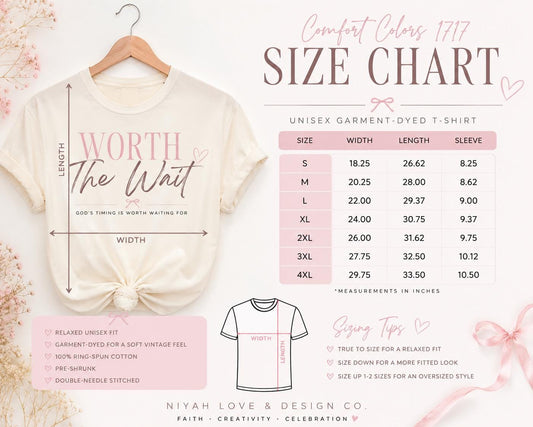 Worth The Wait Tee | Christian Faith Based Women's Shirt | Comfort Colors 1717 Oversized Graphic Tee