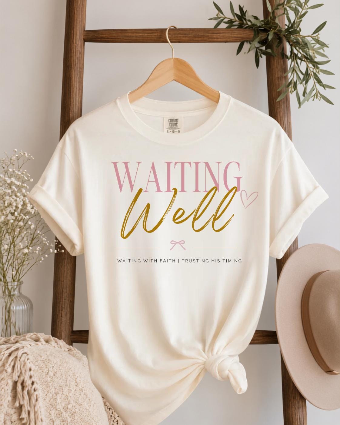 Waiting Well Tee | Christian Faith Based Women's Shirt | Comfort Colors 1717 Oversized Graphic Tee