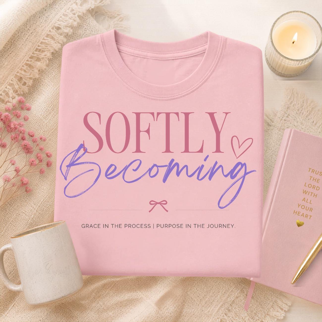 Softly Becoming Tee | Christian Faith Based Women's Shirt | Comfort Colors 1717 Oversized Graphic Tee