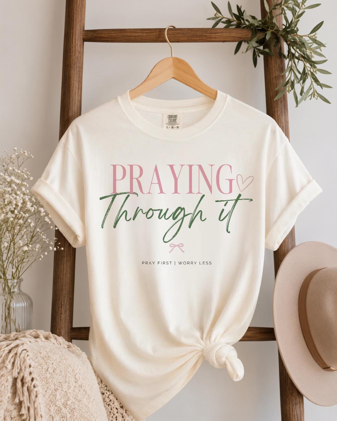 Praying Through It Christian Tee | Comfort Colors 1717 Faith Shirt