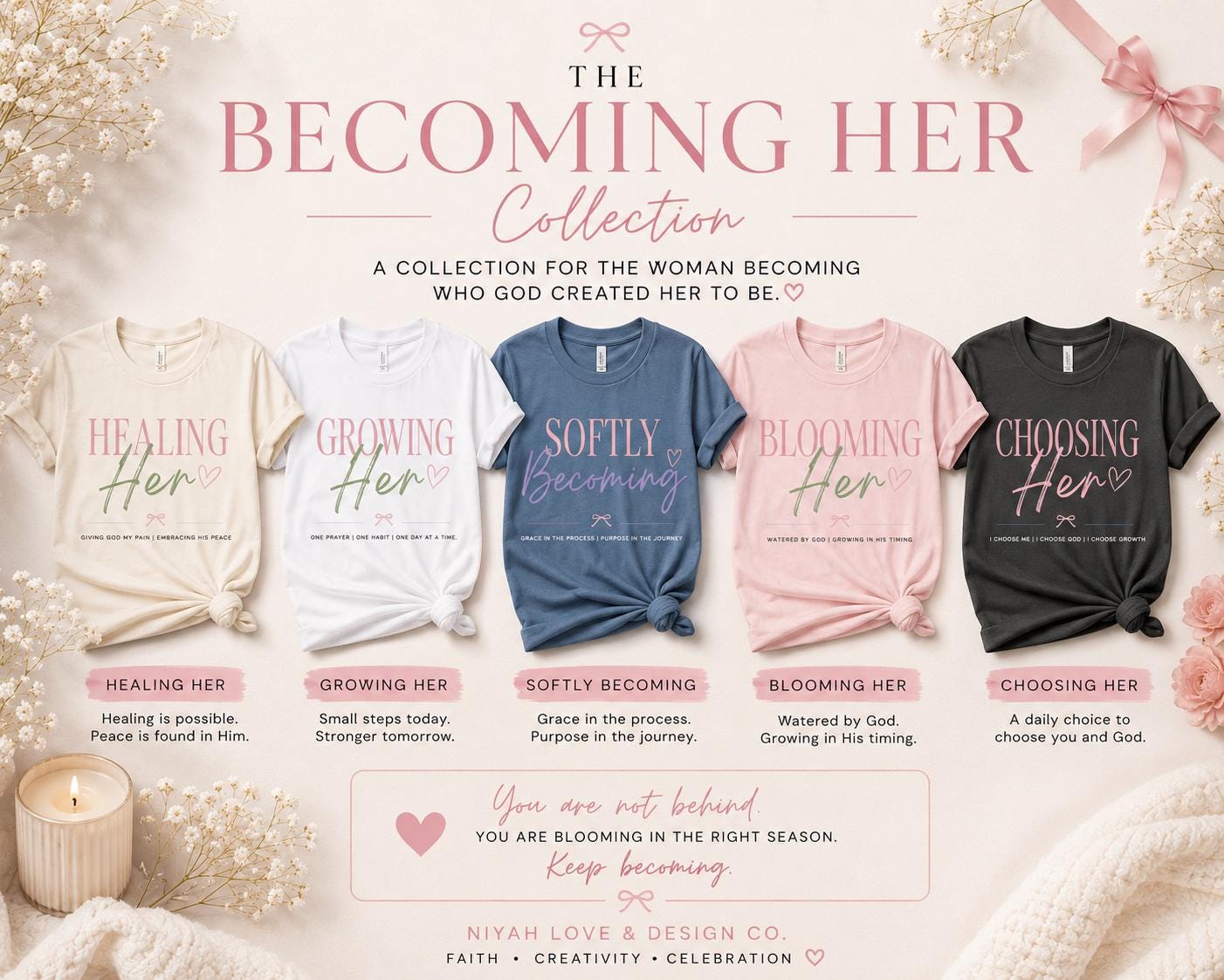 Blooming Her Tee | Christian Faith Based Women's Shirt | Comfort Colors 1717 Oversized Graphic Tee