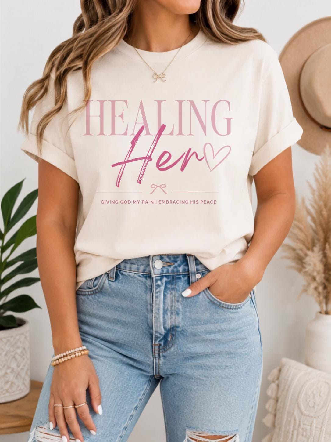 Healing Her Tee | Christian Faith Based Women's Shirt | Comfort Colors 1717 Oversized Graphic Tee