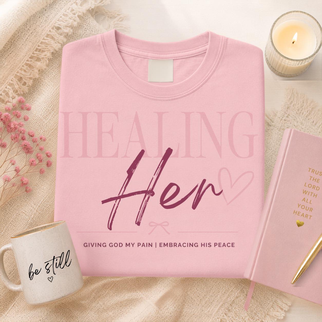 Healing Her Tee | Christian Faith Based Women's Shirt | Comfort Colors 1717 Oversized Graphic Tee