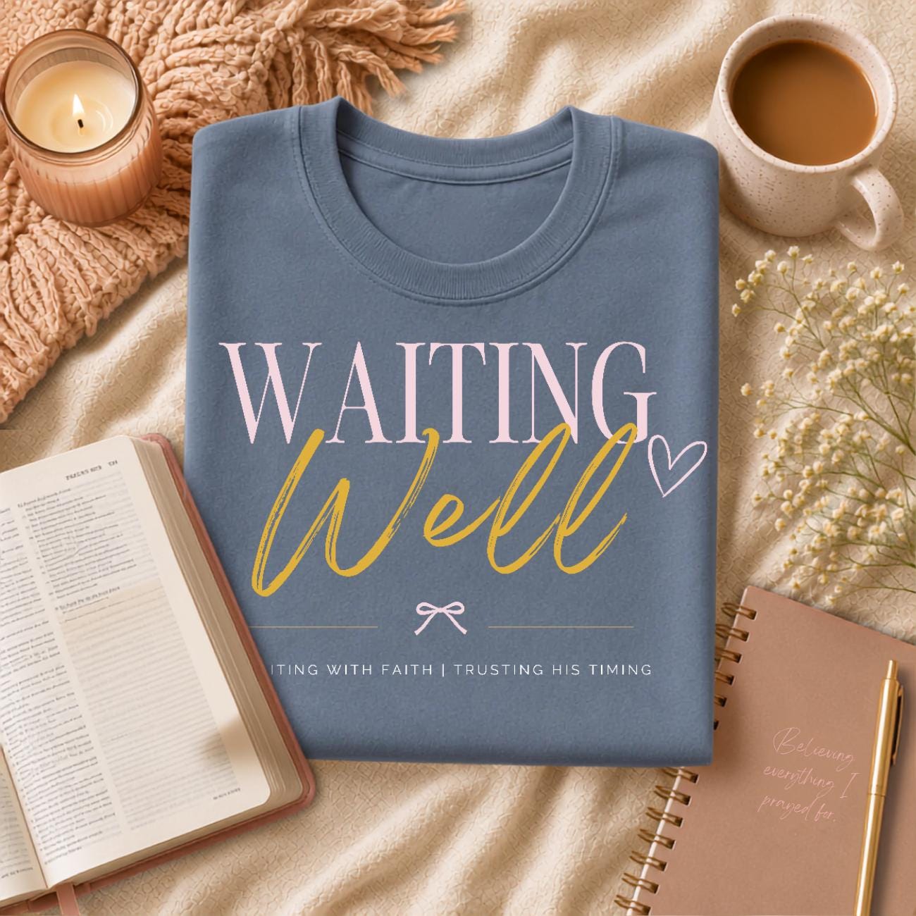 Waiting Well Tee | Christian Faith Based Women's Shirt | Comfort Colors 1717 Oversized Graphic Tee