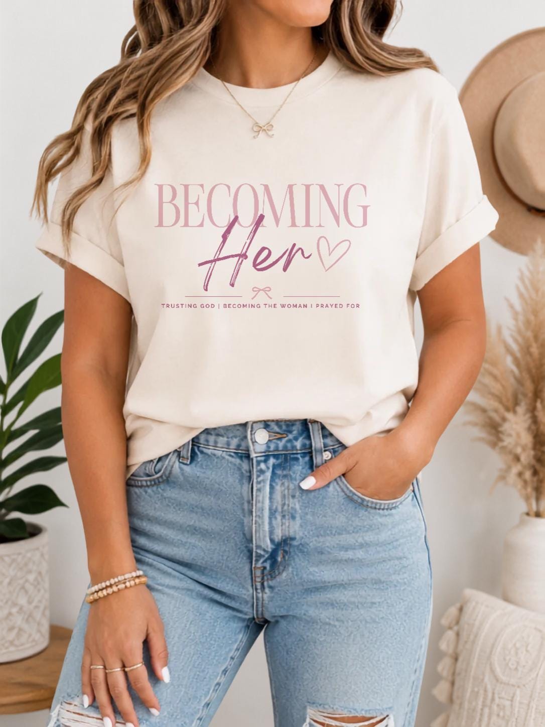 The Becoming Her Christian T-Shirt | Faith Based Women's Graphic Tee