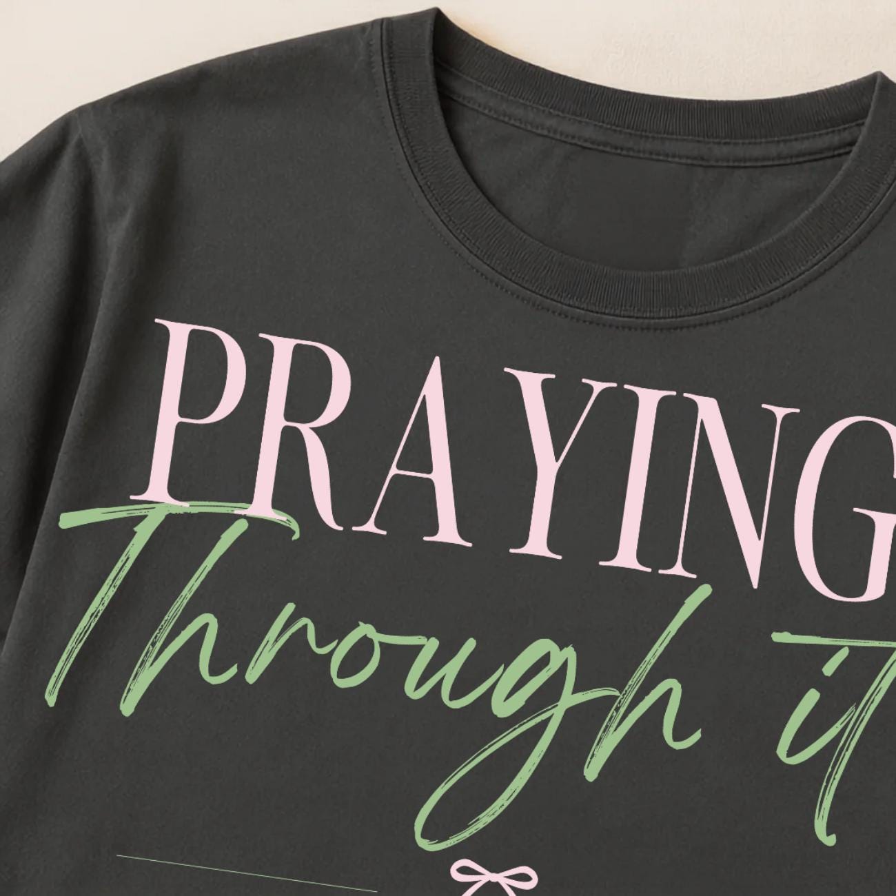 Praying Through It Tee | Christian Faith Based Women's Shirt | Comfort Colors 1717 Oversized Graphic Tee