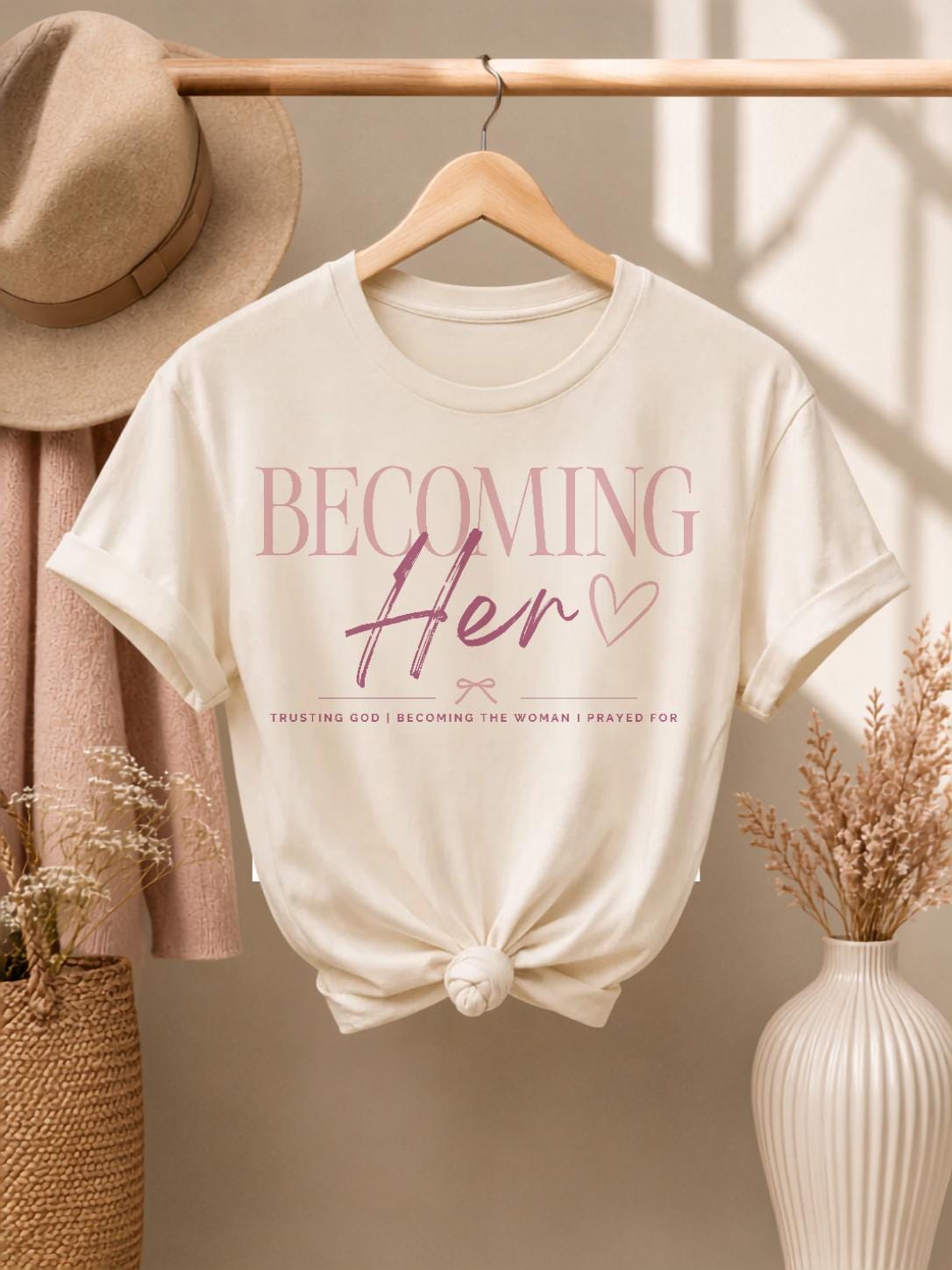 The Becoming Her Christian T-Shirt | Faith Based Women's Graphic Tee