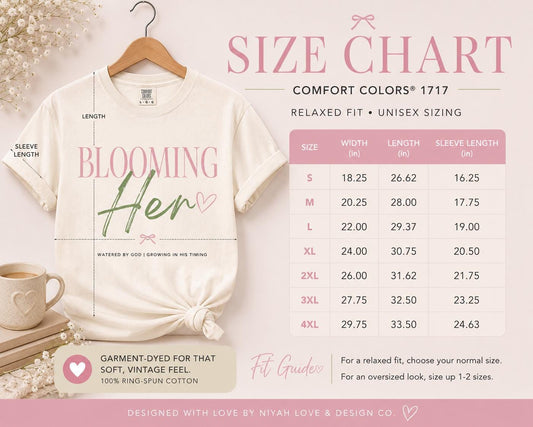 Blooming Her Tee | Christian Faith Based Women's Shirt | Comfort Colors 1717 Oversized Graphic Tee