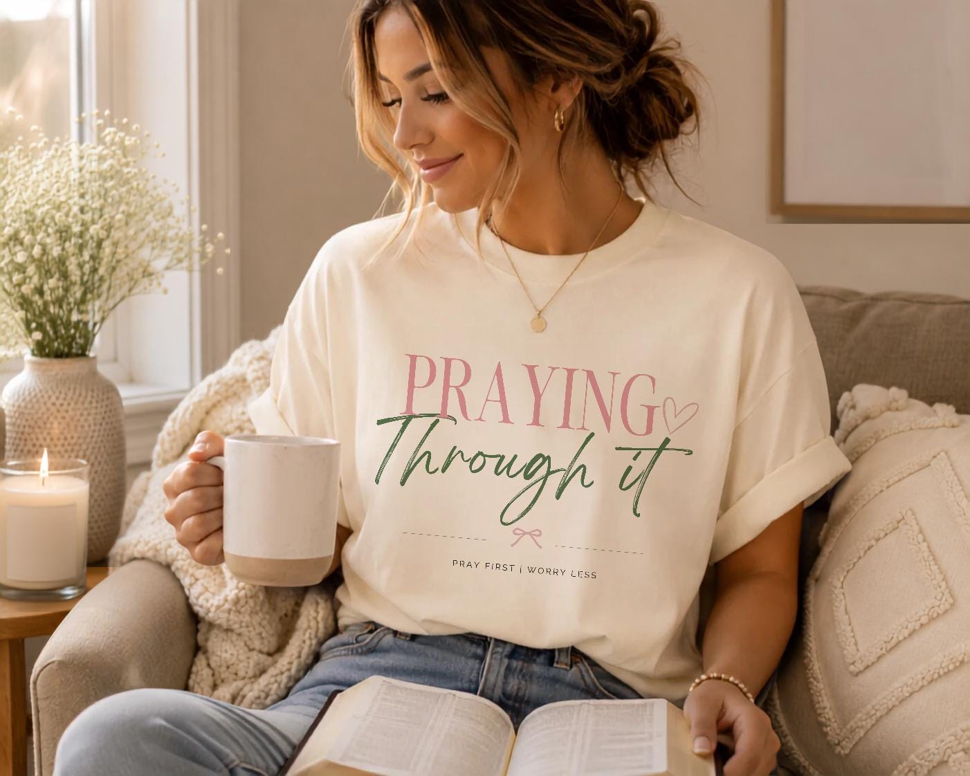 Praying Through It Christian Tee | Comfort Colors 1717 Faith Shirt