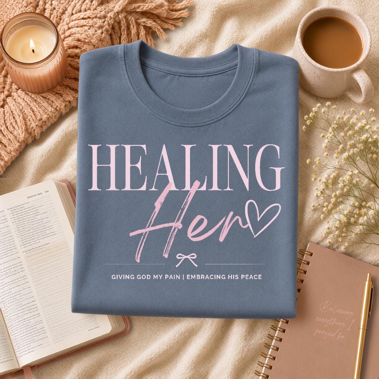 Healing Her Tee | Christian Faith Based Women's Shirt | Comfort Colors 1717 Oversized Graphic Tee