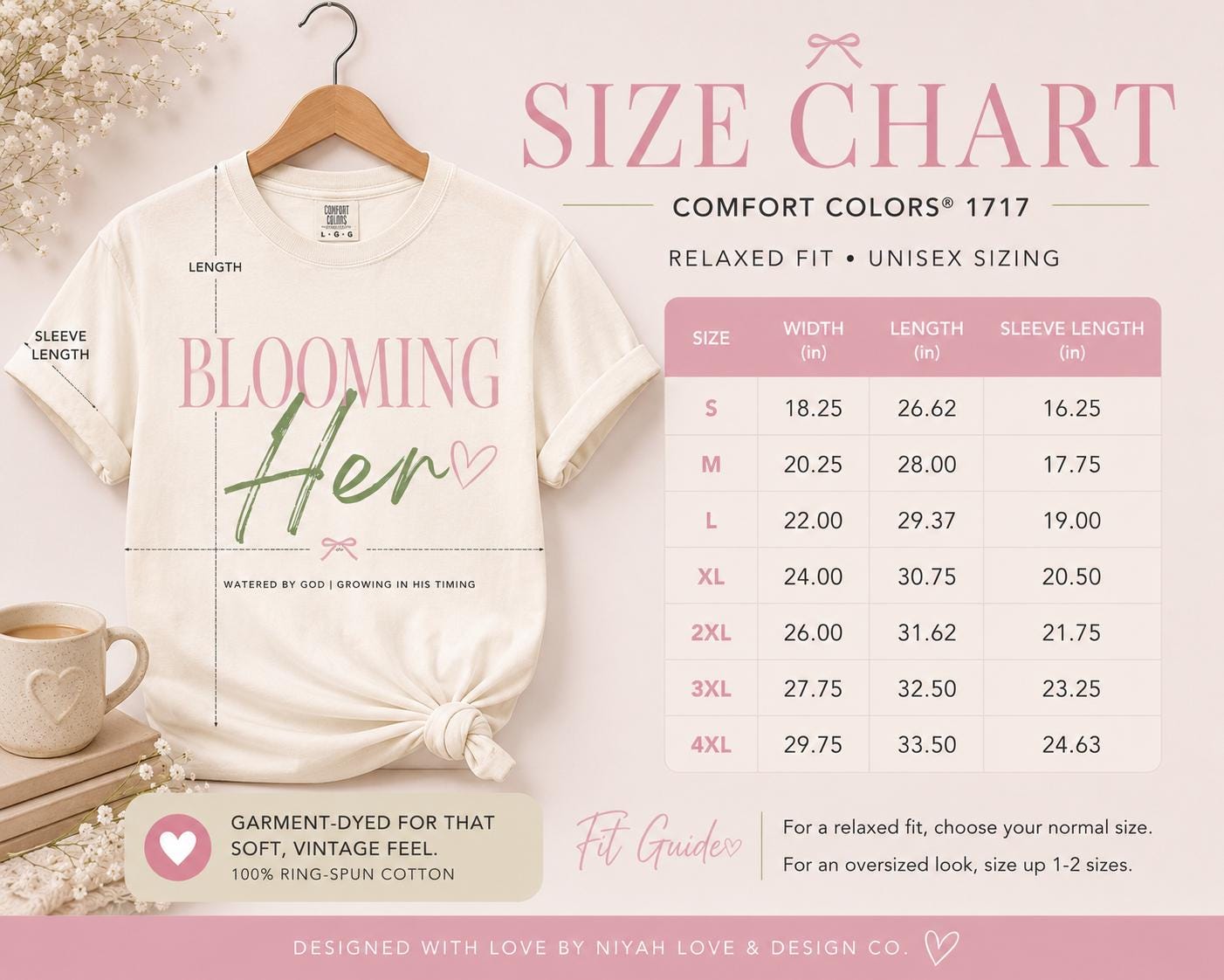 Blooming Her Tee | Christian Faith Based Women's Shirt | Comfort Colors 1717 Oversized Graphic Tee