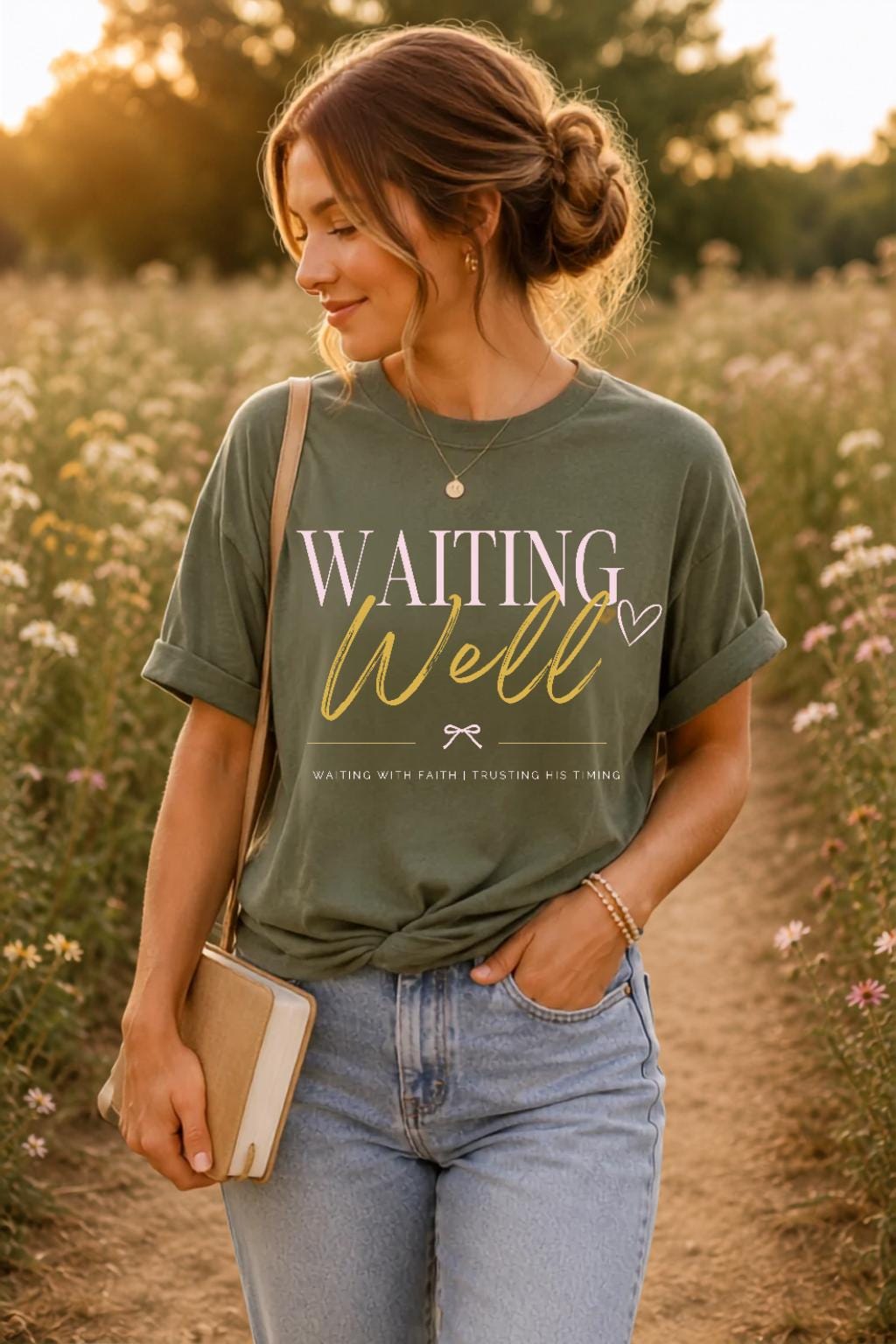 Waiting Well Tee | Christian Faith Based Women's Shirt | Comfort Colors 1717 Oversized Graphic Tee