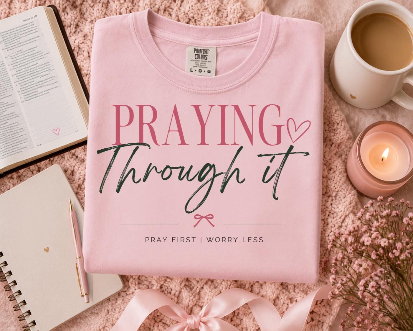 Praying Through It Christian Tee | Comfort Colors 1717 Faith Shirt
